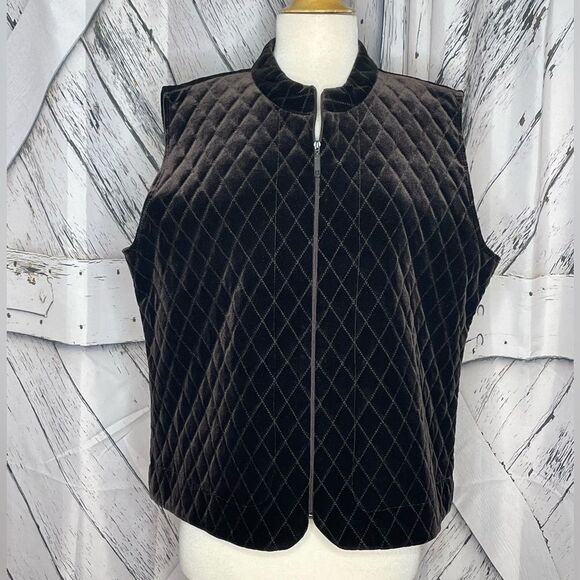 Chico’s brown quilted velvet vest zipper XL - Picture 1 of 6